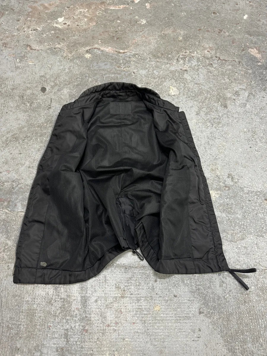 2000s Prada Black Hybrid Nylon & Leather Vest Jacket zkroxwH 5