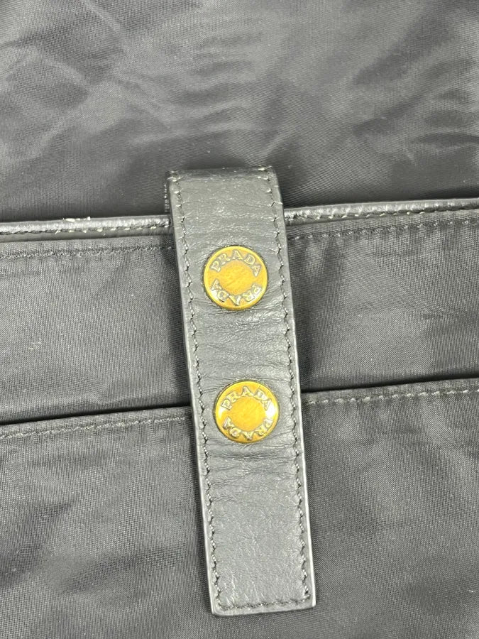 2000s Prada Black Hybrid Nylon Leather Shoulder Bag JKEFAkQ 11