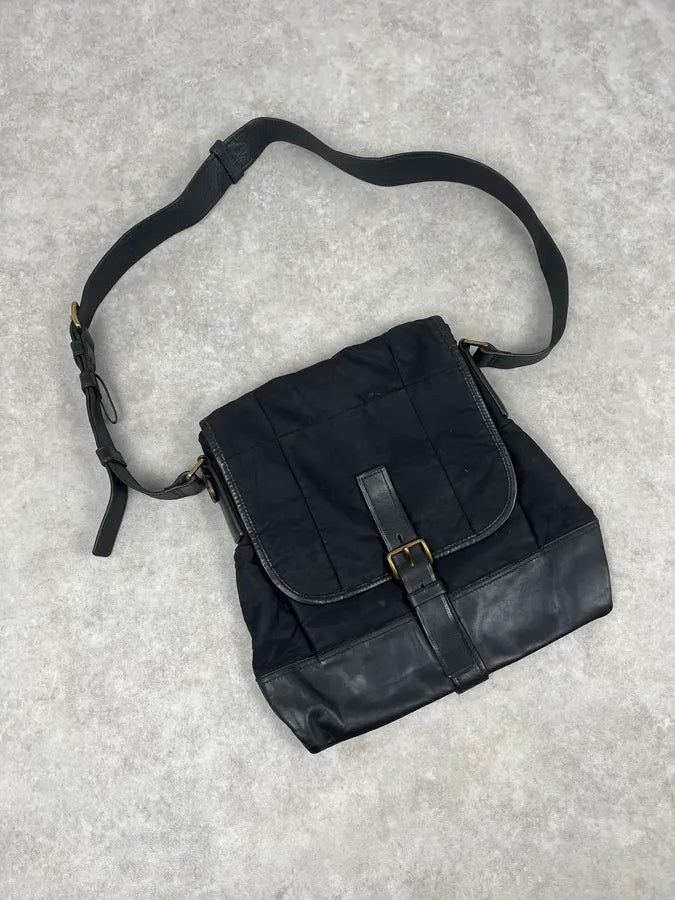 2000s Prada Black Hybrid Nylon Leather Shoulder Bag JKEFAkQ 4