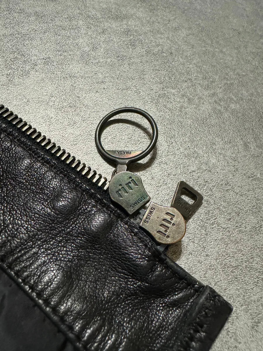 2000s Prada Black Hybride Leather, Nylon & Wool Biker Jacket (L) 6