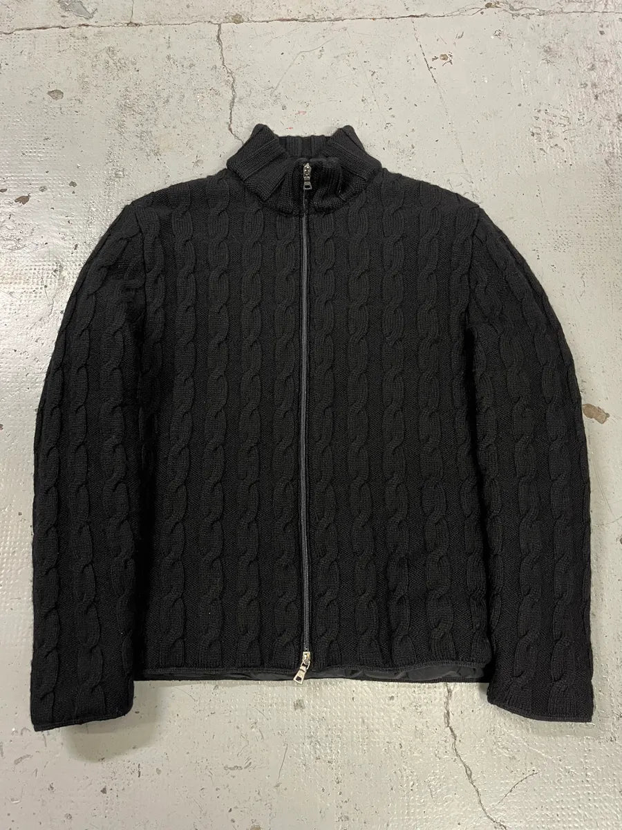2000s Prada Black Knit Wool Jacket KEwMHRl 0