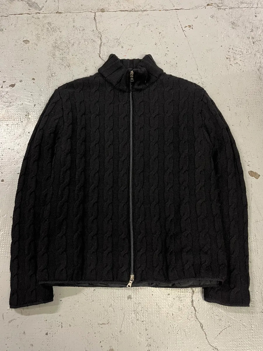 2000s Prada Black Knit Wool Jacket KEwMHRl 3