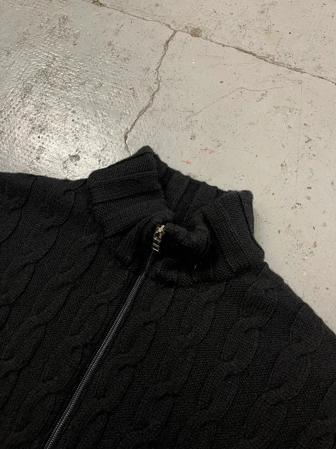 2000s Prada Black Knit Wool Jacket KEwMHRl 4