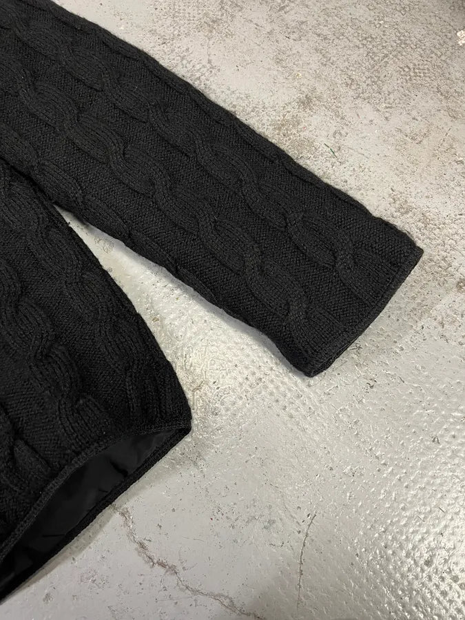 2000s Prada Black Knit Wool Jacket KEwMHRl 5