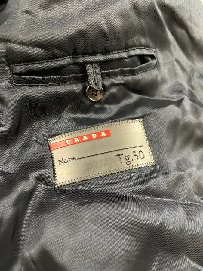 2000s Prada Black Lamb Leather Hooded Nylon Jacket (M) 13