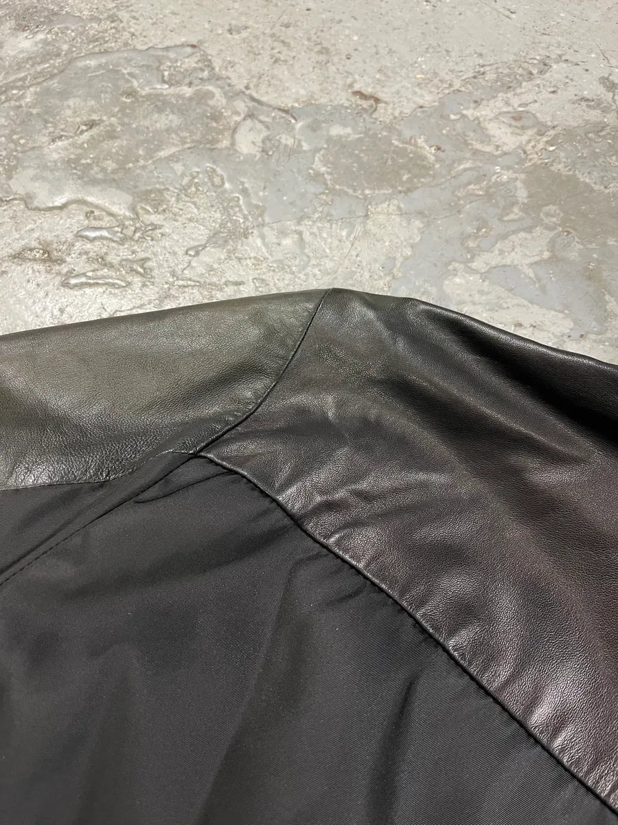 2000s Prada Black Lamb Leather Hooded Nylon Jacket (M) 9