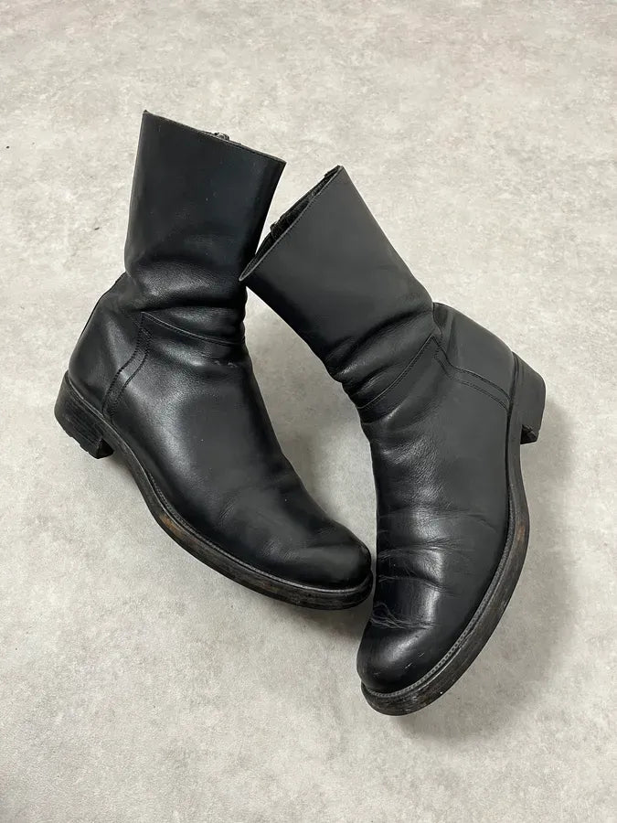 2000s Prada Black Leather Ankle Boots WzuPnjR 2