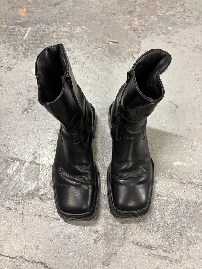 【オールレザー】00s PRADA All Leather Tailored 2000s Prada Black Leather Ankle Boots – Dolce Vita Hub