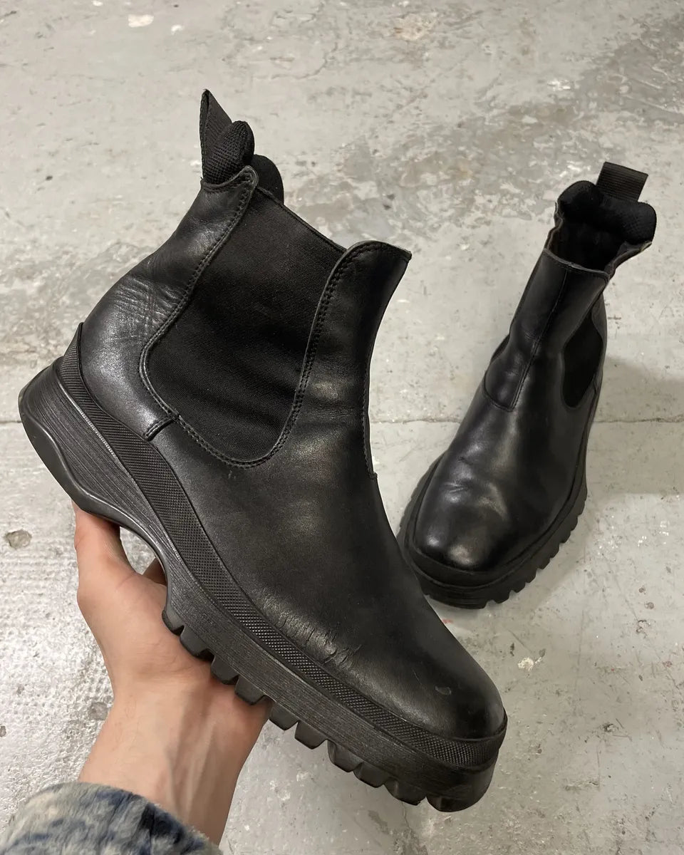 2000s Prada Black Leather Ankle Boots (44.5eu/us10.5) rMTKZDp 0