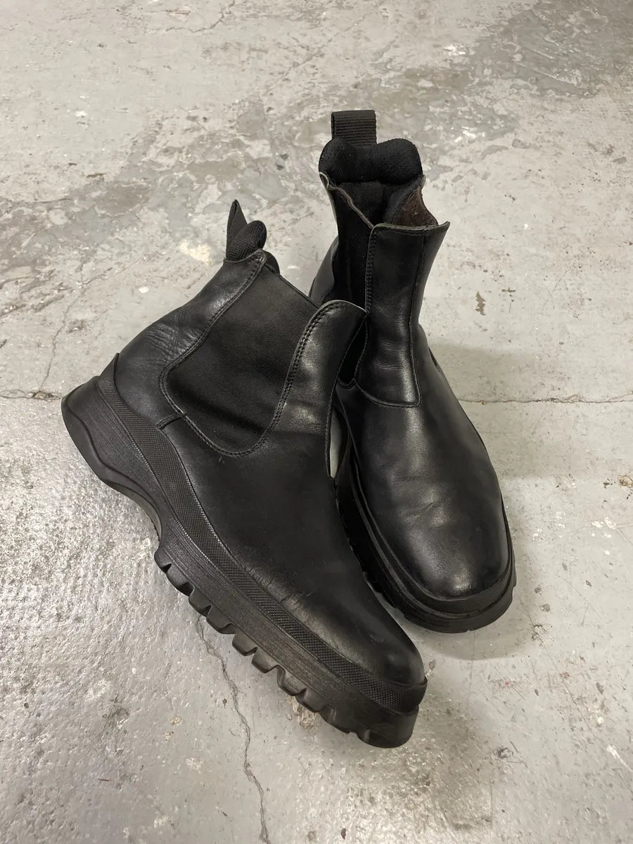2000s Prada Black Leather Ankle Boots (44.5eu/us10.5) rMTKZDp 1