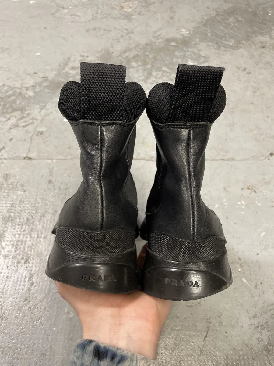 2000s Prada Black Leather Ankle Boots (44.5eu/us10.5) rMTKZDp 7