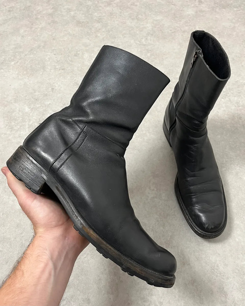 2000s Prada Black Leather Ankle Boots WzuPnjR 0
