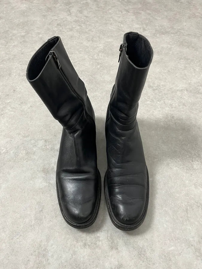 2000s Prada Black Leather Ankle Boots WzuPnjR 1