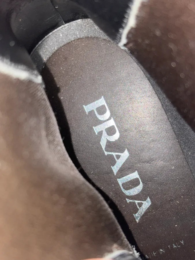 2000s Prada Black Leather Ankle Boots kkQiCtw 10