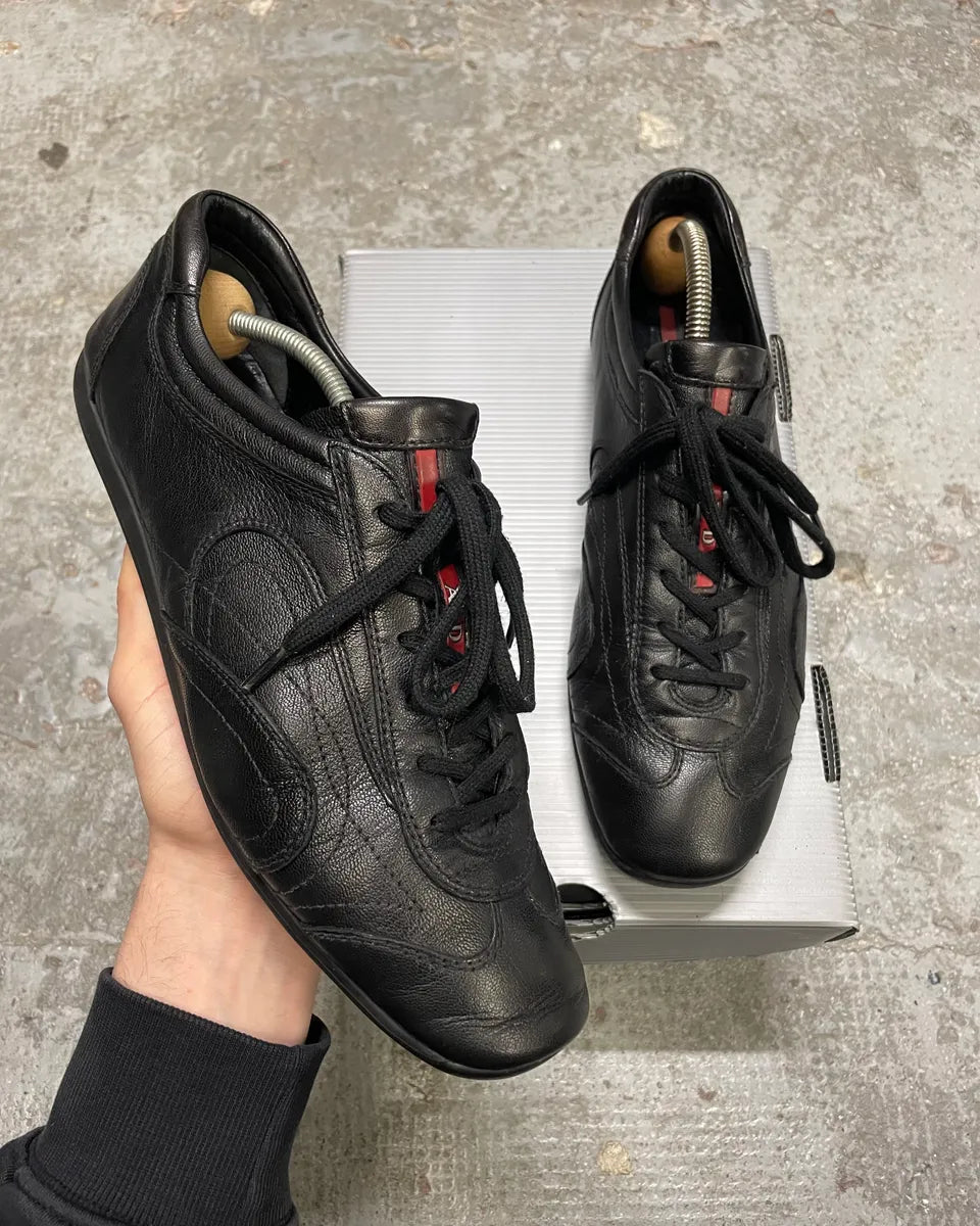 2000s Prada Black Leather Army Low Sneakers (40eu/us7) oKoZopA 0