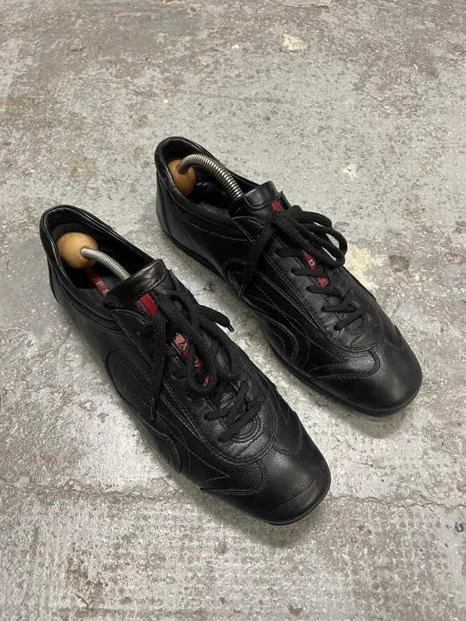 2000s Prada Black Leather Army Low Sneakers (40eu/us7) oKoZopA 3