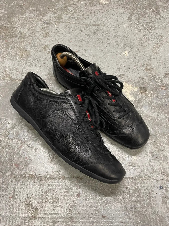 2000s Prada Black Leather Army Low Sneakers (40eu/us7) oKoZopA 4