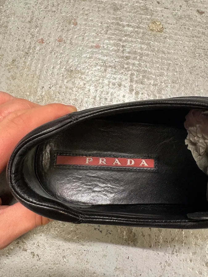 2000s Prada Black Leather Army Low Sneakers (40eu/us7) oKoZopA 9