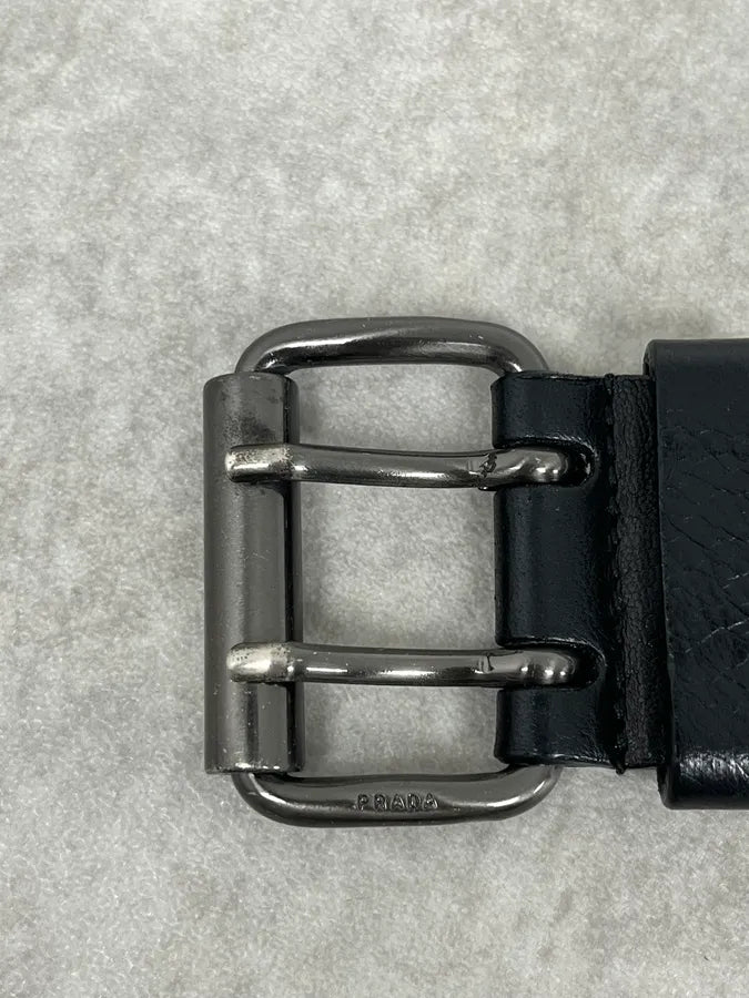 2000s Prada Black Leather Belt YcPxBLm 5