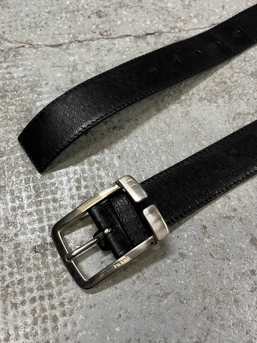 2000s Prada Black Leather Belt (OS) yxhfJIo 3