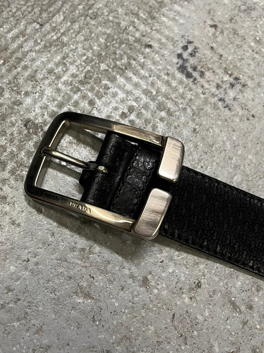 2000s Prada Black Leather Belt (OS) yxhfJIo 5