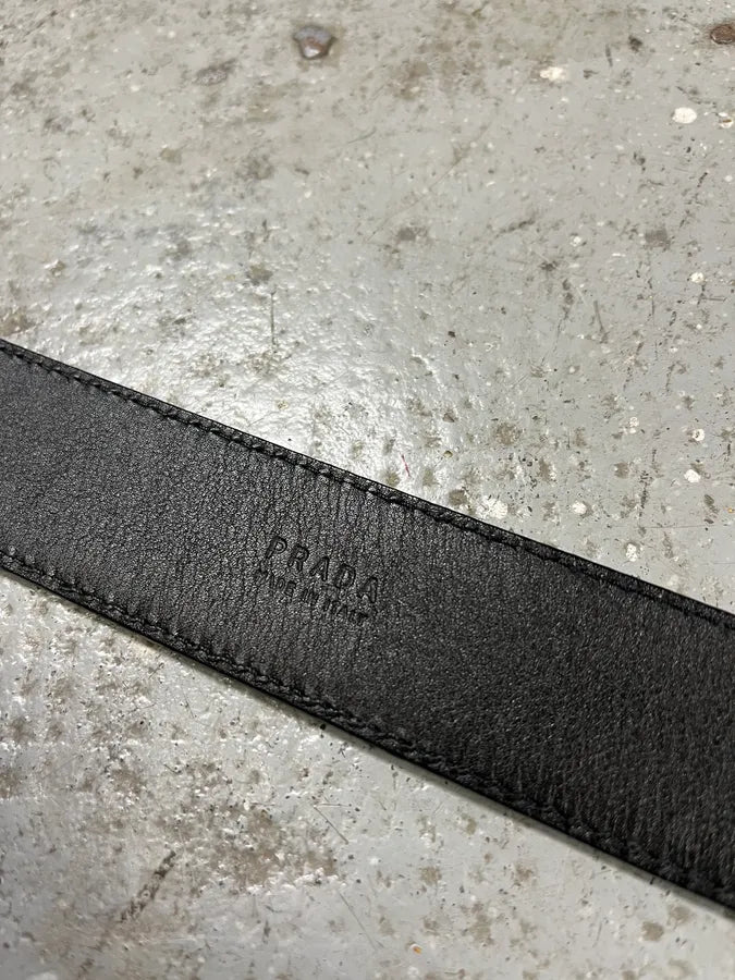 2000s Prada Black Leather Belt (OS) yxhfJIo 7
