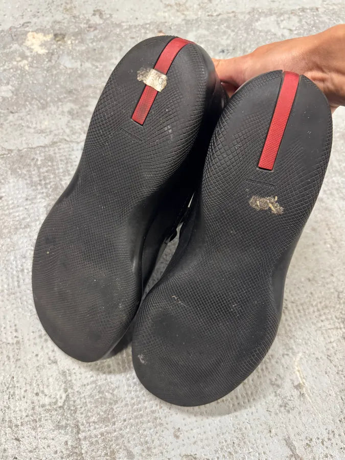 2000s Prada Black Leather Boat Loafers (46eu/us12) schabfo 7