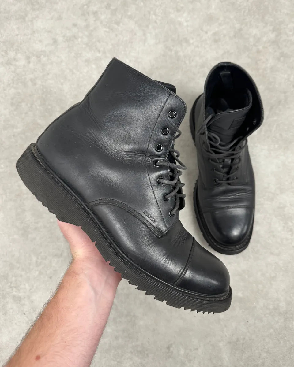 2000s Prada Black Leather Boots XFKAqCf 0