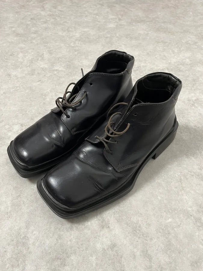 2000s Prada Black Leather  Boots JNFUREN 1