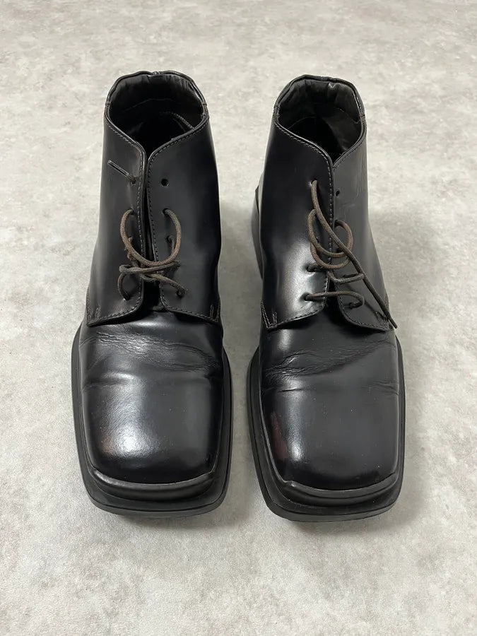 2000s Prada Black Leather  Boots JNFUREN 2