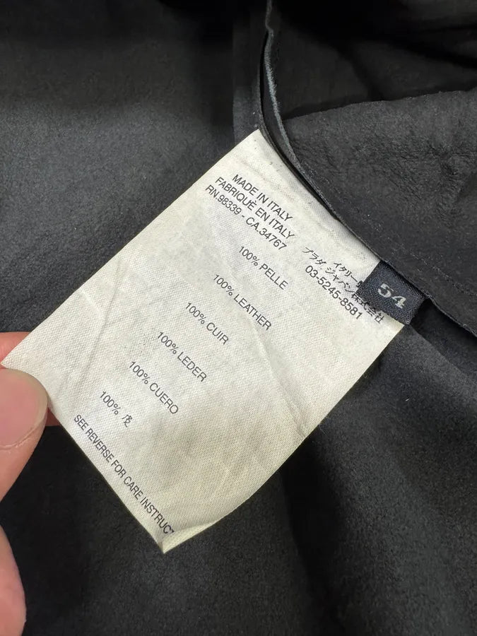 2000s Prada Black Leather Buttoned Minimalist Jacket (M) kttsRsL 10