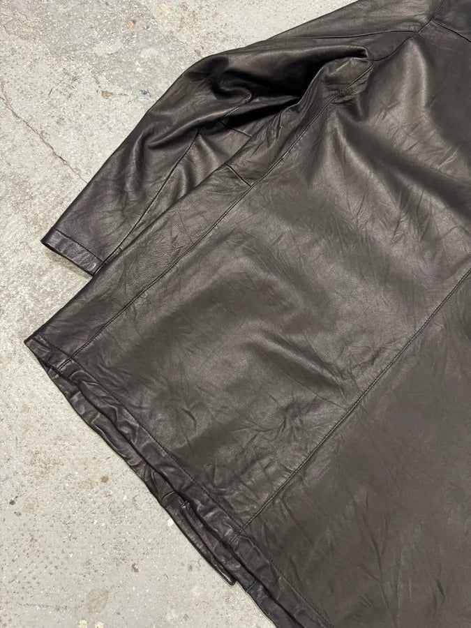 2000s Prada Black Leather Buttoned Minimalist Jacket (M) kttsRsL 8