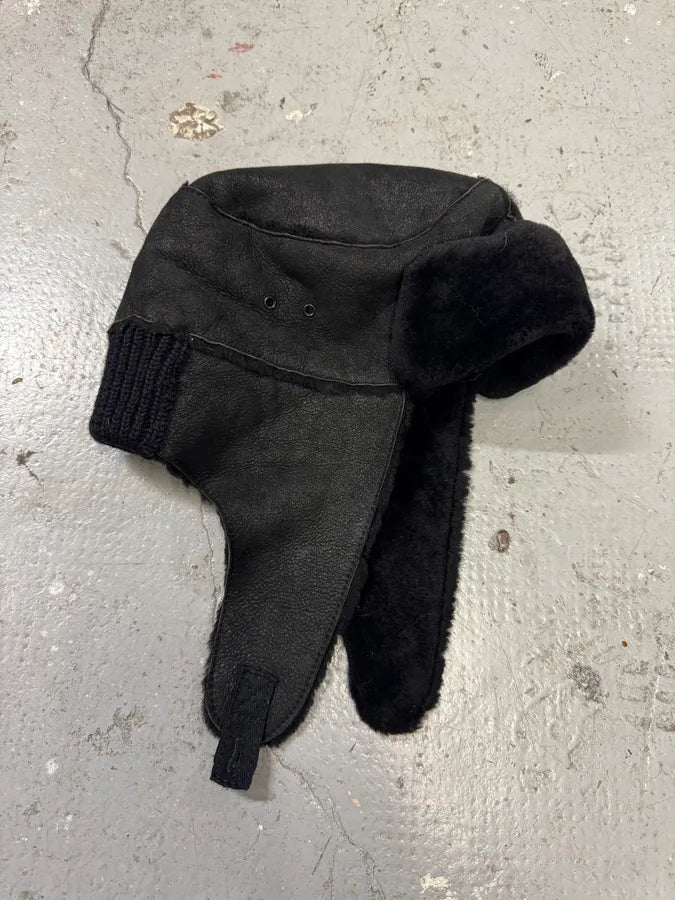 2000s Prada Black Leather Chapka (OS) 5