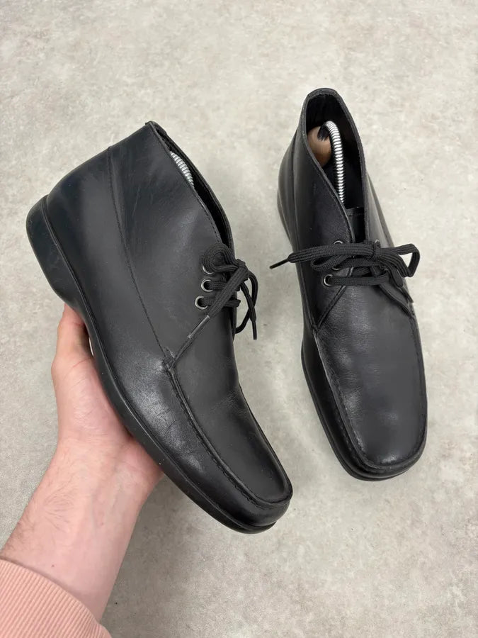 2000s Prada Black Leather Derby Shoes SkfHgRt 0