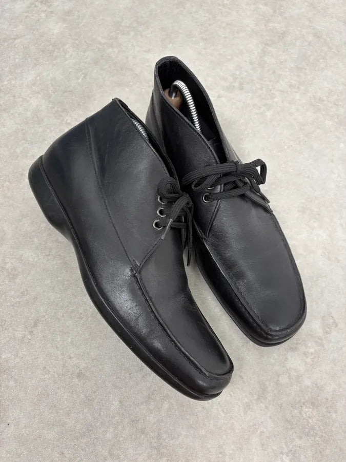 2000s Prada Black Leather Derby Shoes SkfHgRt 6
