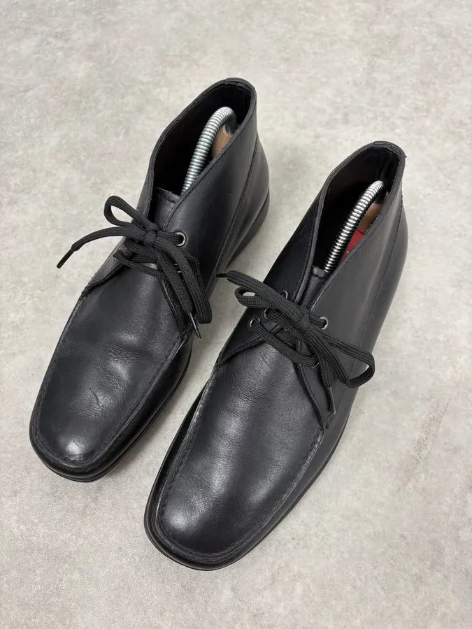 2000s Prada Black Leather Derby Shoes SkfHgRt 4
