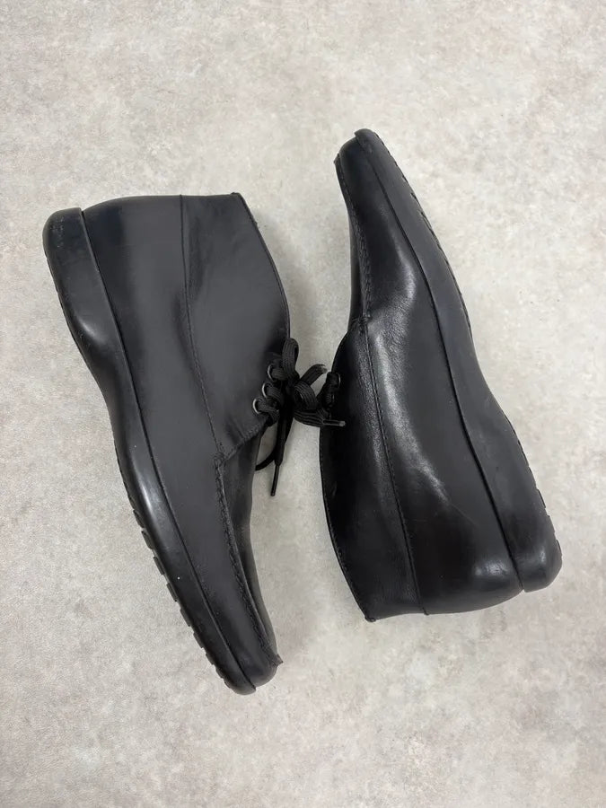 2000s Prada Black Leather Derby Shoes SkfHgRt 7