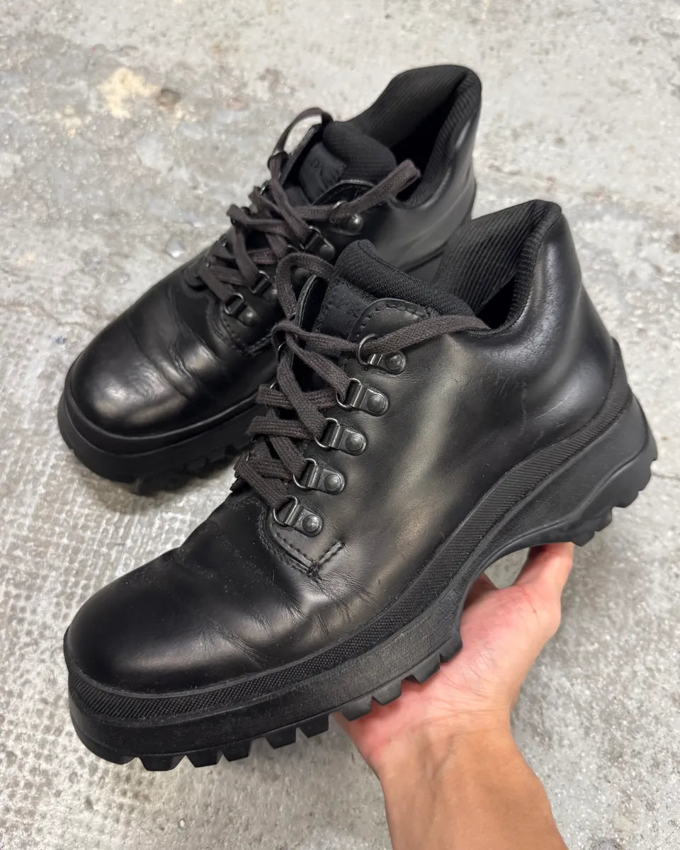 2000s Prada Black Leather Hiking Chunky Loafers (42eu/us8.5) DbGDMLU 0