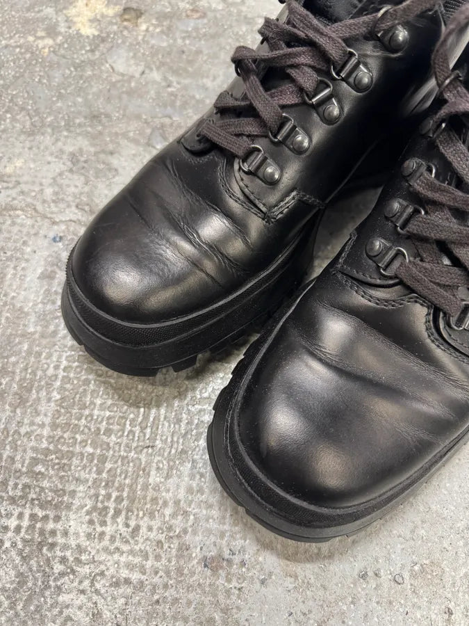 2000s Prada Black Leather Hiking Chunky Loafers (42eu/us8.5) DbGDMLU 2