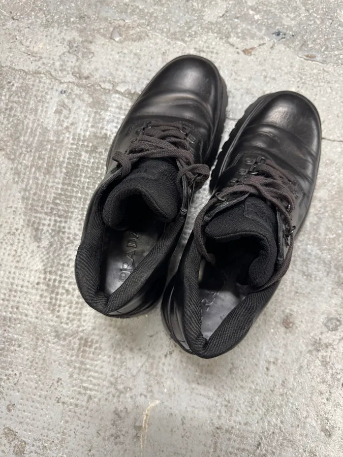 2000s Prada Black Leather Hiking Chunky Loafers (42eu/us8.5) DbGDMLU 7
