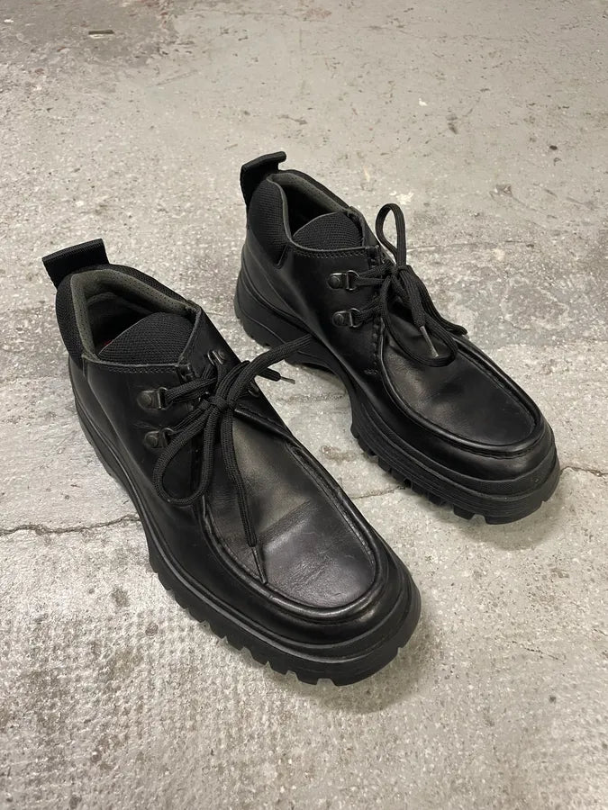 2000s Prada Black Leather Hiking Loafers (40.5eu/us7.5) rVFGxLJ 3