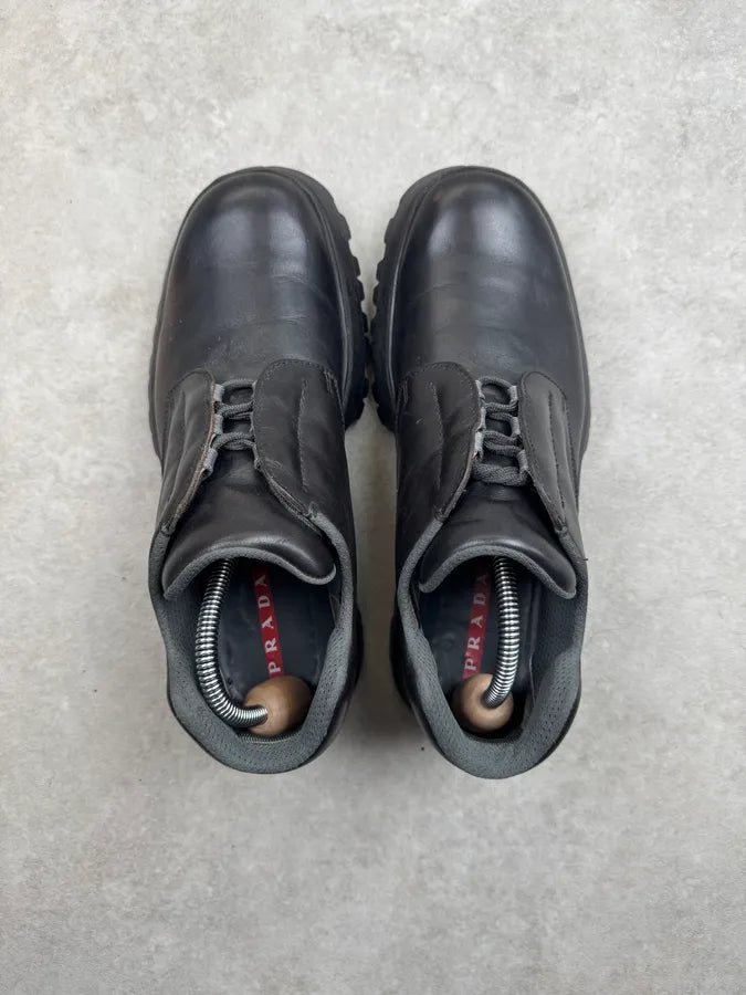 AW1999 Prada Black Leather Lace-up Vibram Boots XMIPqnh 5