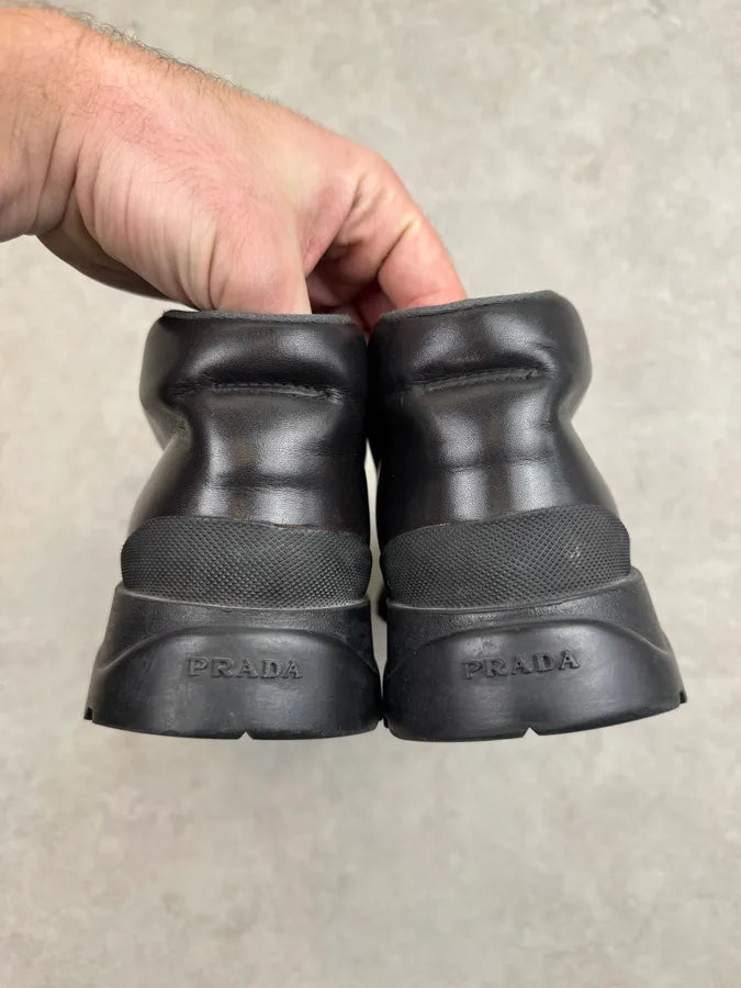 AW1999 Prada Black Leather Lace-up Vibram Boots XMIPqnh 6