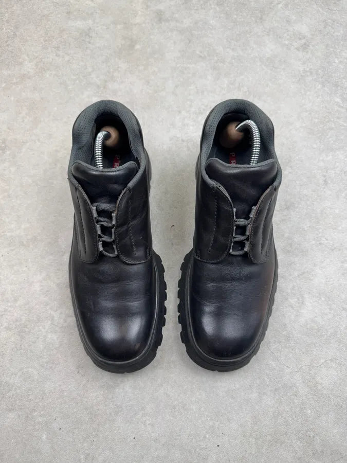 AW1999 Prada Black Leather Lace-up Vibram Boots XMIPqnh 1