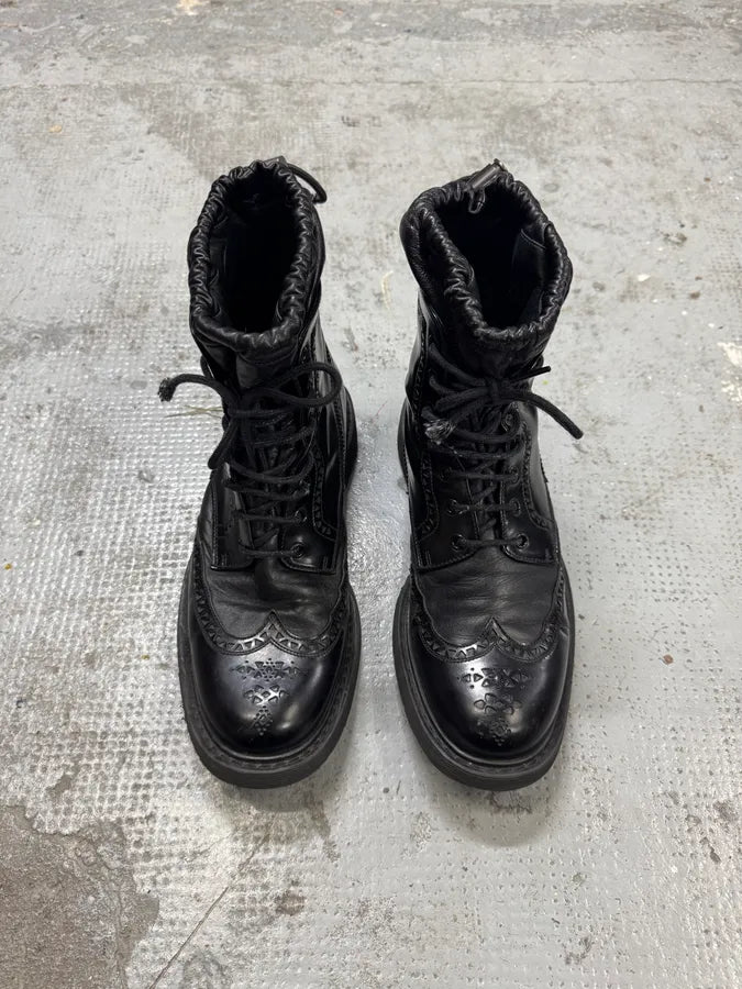2000s Prada Black Leather Laces Boots tojwqEx 1