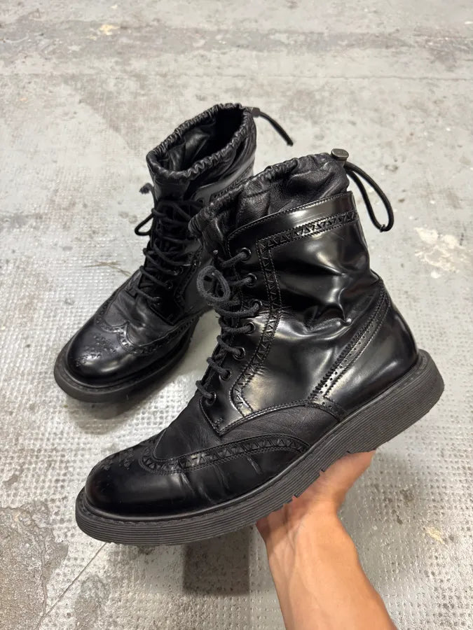 2000s Prada Black Leather Laces Boots tojwqEx 2