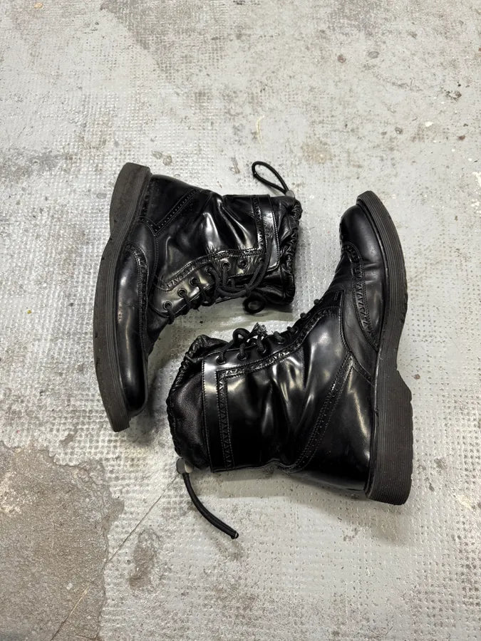 2000s Prada Black Leather Laces Boots tojwqEx 3