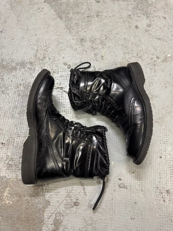 2000s Prada Black Leather Laces Boots tojwqEx 4