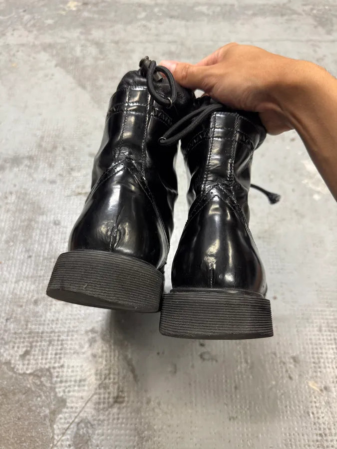 2000s Prada Black Leather Laces Boots tojwqEx 5