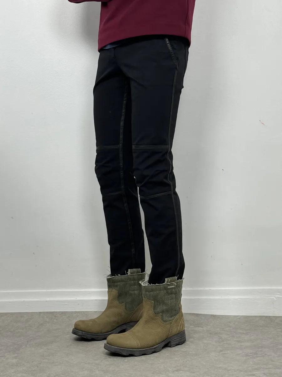 2000s Prada Black Leather Lines Pants rhBNOsO 1